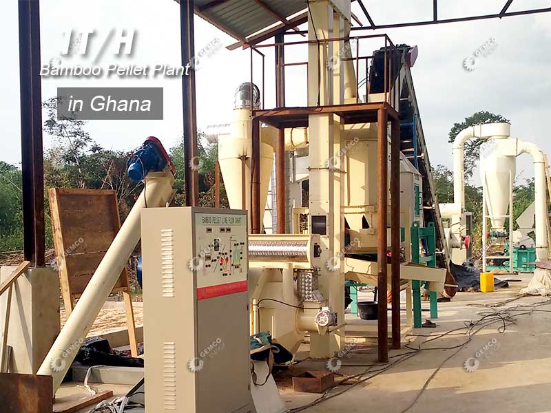 1ton per hour bomboo pellet production line set up in Ghana